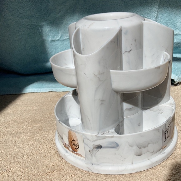 10 compartment multi use revolving organizer faux marble look - Picture 6 of 11